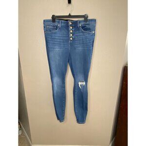 Torrid Womens Bombshell Skinny Jeans Distressed Button Fly 18R Premium Stretch
